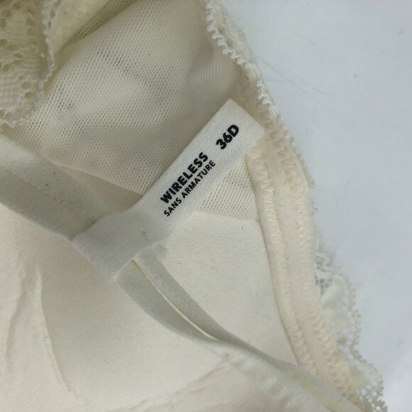 Aerie Ivory Real Happy Wireless Lightly Lined Candy Lace Bra 36D - Picture 3 of 5